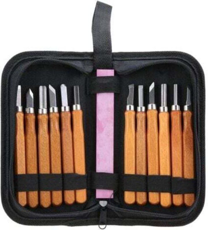 Holzmeißel-Set, 13-teiliges Holzschnitzwerkzeug-Set, kompaktes Handmeißel-Holzschnitzmesser für die Holzbearbeitung mit ...