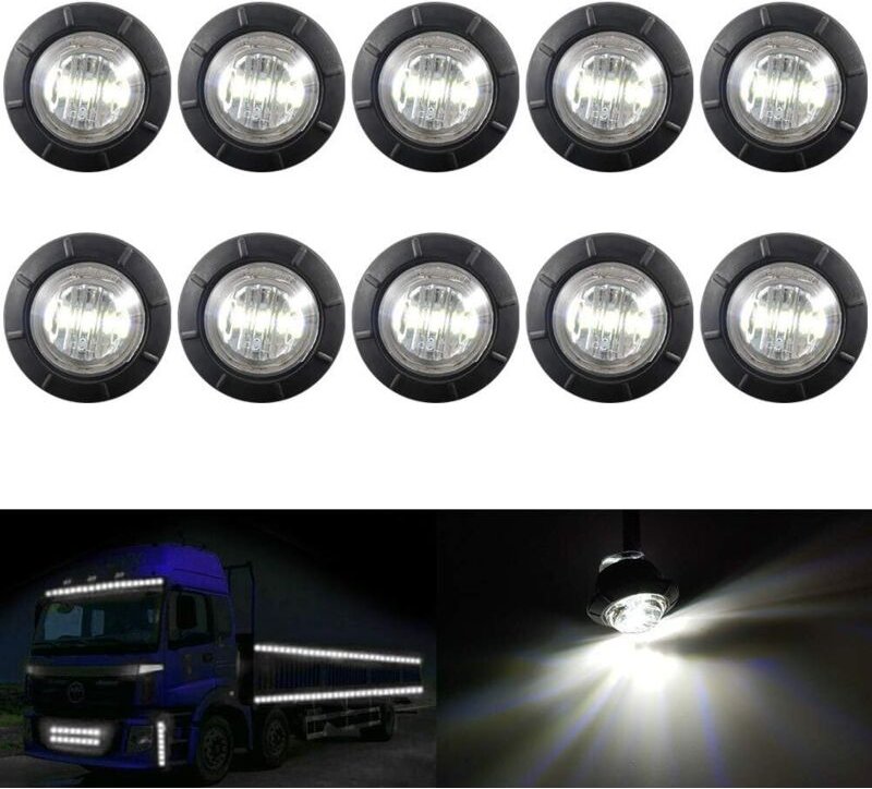 3/4" Runde LED-Blinker vorne, hinten, seitlich, wasserdicht, Bullet-Positionsleuchte, 12V, für Auto, LKW (weiß)