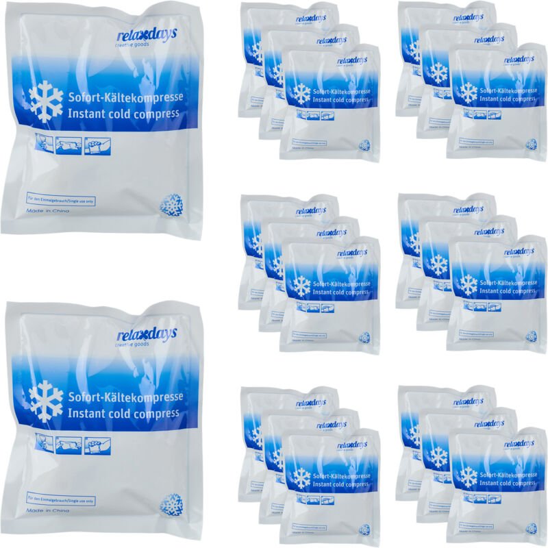Kühlpack zum Knicken, 20er Set, Sofort Kältekompresse, HxB: 14,5 x 12,5 cm, für Sport & unterwegs, weiß/blau - Relaxdays