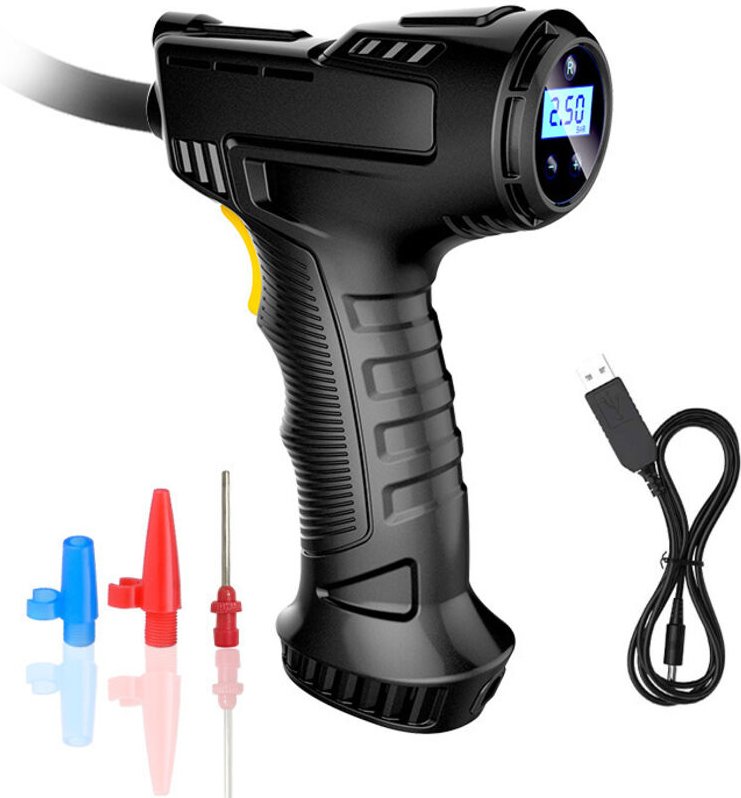 Kabelloser tragbarer Luftkompressor 120W Reifenpumpe für Autos, Motorräder, Fahrräder mit digitalem LED-Druckmesser, 200...