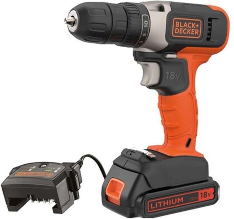 Black+decker Werkzeug - 18V Akku-Bohrmaschine, 1x 1,5 Ah Akku, Ladegerät BCD001C1-QW