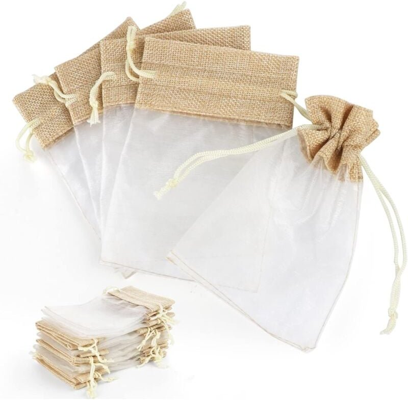 Organza-Geschenkbeutel, 30 Stück Schmuckbeutel für Hochzeiten, 10 x 15 cm, Geschenkbeutel aus Sackleinen mit Kordelzug, ...