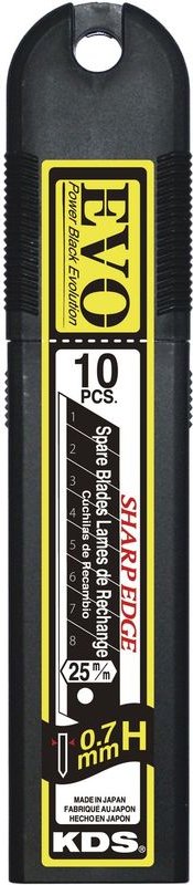 Kds Ersatzklingen BlackMax Evo mit 25mm Abbrechklingen im Köcher passend zu Cuttermesser Twist Lock - 10 Klingen