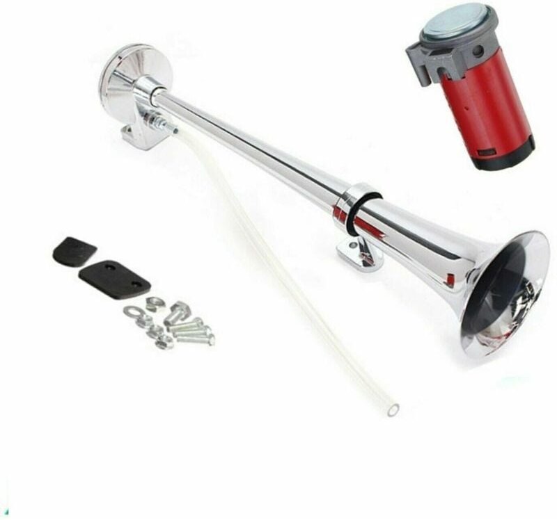 12 V 150 dB Autohupe, 18 Zoll Drucklufthupe, Nebelhorn, Chrom, mit Kompressor, für Auto, LKW, Bus, 1 Stück