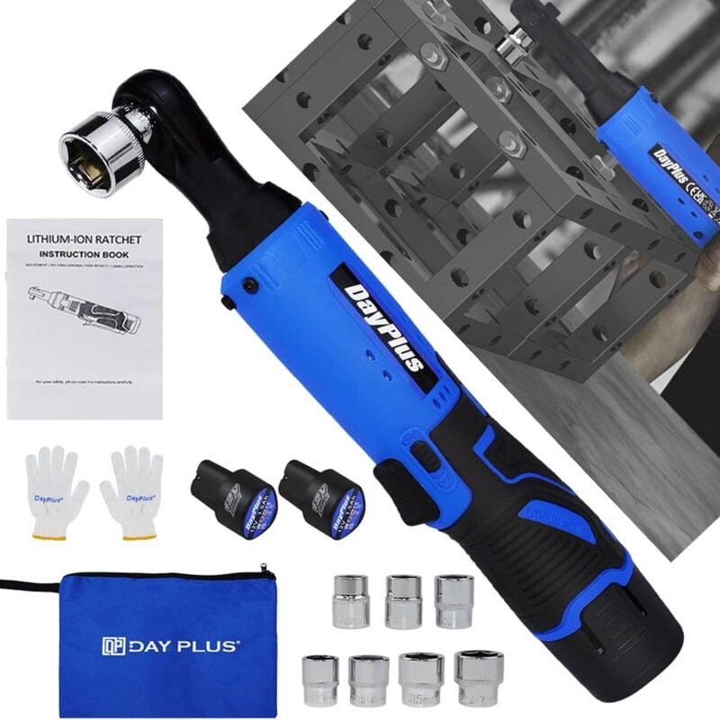 Dayplus - Akku Ratschenschl ssel 120NM 3/8'' Elektrisch Ratschenschrauber Ratsche + 2Akkus