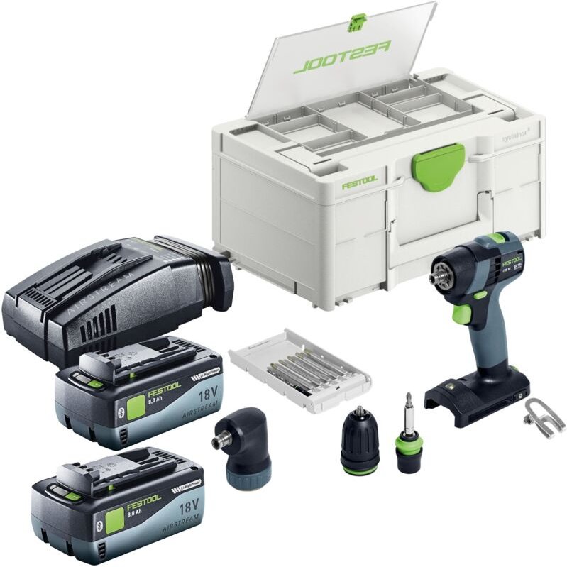 Festool TXS 18-Basic-Set Akku Bohrschrauber 18 V 40 Nm Brushless + 2x Akku 8,0 Ah + Schnellladegerät + Systainer