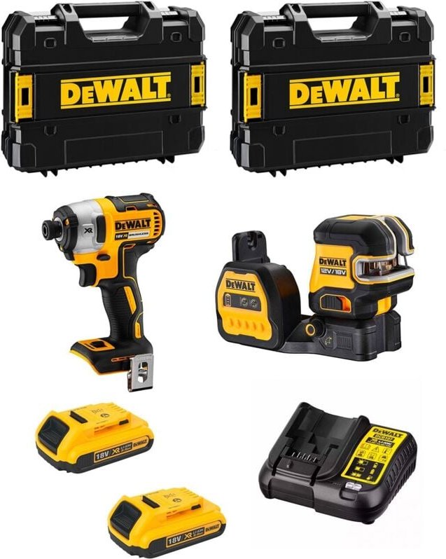 DeWALT Kit MTPROF02 (DCF887 + DCE088NG18 + 2 x 2,0 Ah + DCB107 + 2 x TSTAK II)