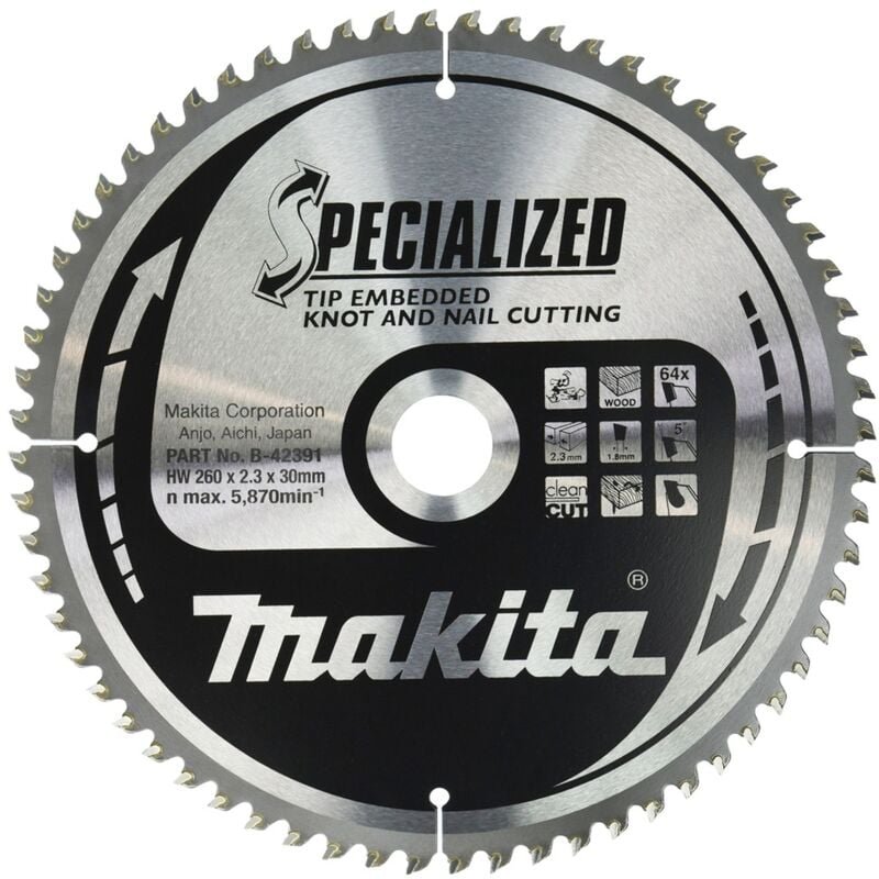 Sägeblatt specialized 260x30x64Z - Makita