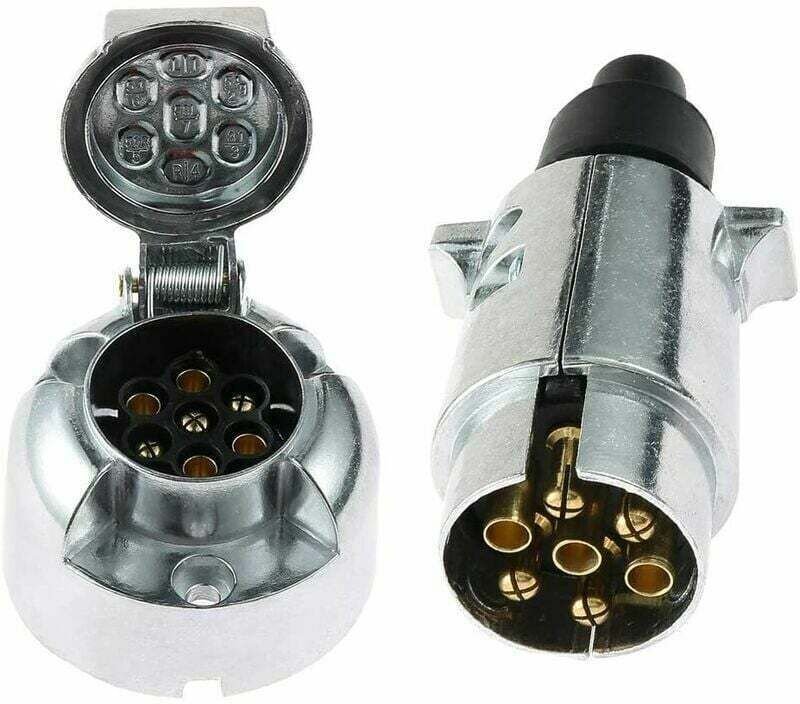 Metall-Anhängerstecker und elektrischer Anhängerstecker, 7-polige 12-V-Kupplungsstecker-Buchse, 7-poliger wasserdichter ...