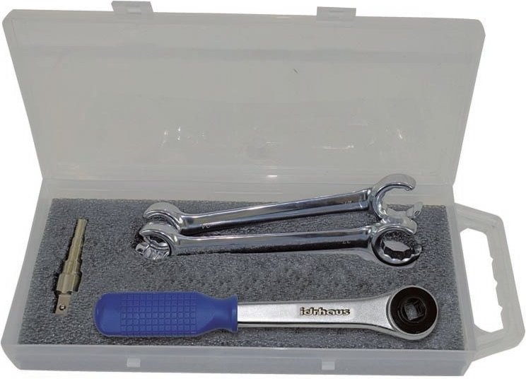 Schraubenschlüssel-Satz für Zapfen plus Ratsche und Maulschlüssel - Idrhaus