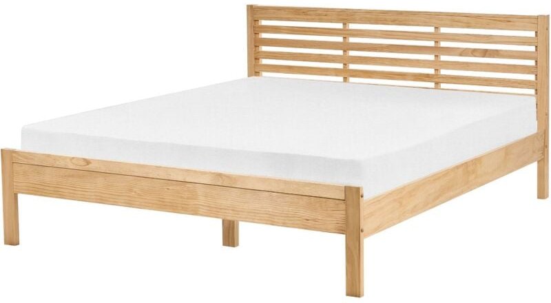 Bett mit Lattenrost Kiefernholz CARNAC 160 x 200 cm Hellbraun
