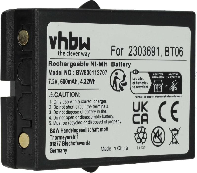 Vhbw - Akku Ersatz für Ikusi BT06, 2303691 für Industrie-Funkfernsteuerung Fernbedienung (700mAh, 7,2V, NiMH) - Schwarz