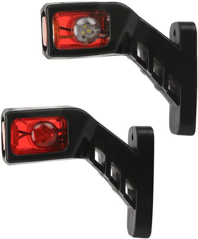 Satz mit 2 LED-Seitenmarkierungsleuchten 12V/24V, Fahrgestellmontage für Lkw und Kipper – Rot/Weiß/Orange