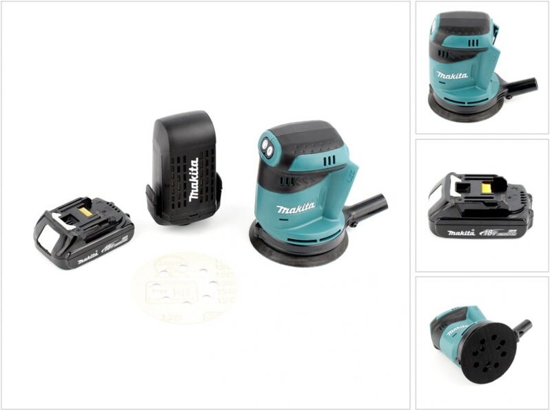 Makita DBO 180 Y1 18 V Akku Exzenterschleifer + 1x Akku 1,5 Ah - ohne Ladegerät