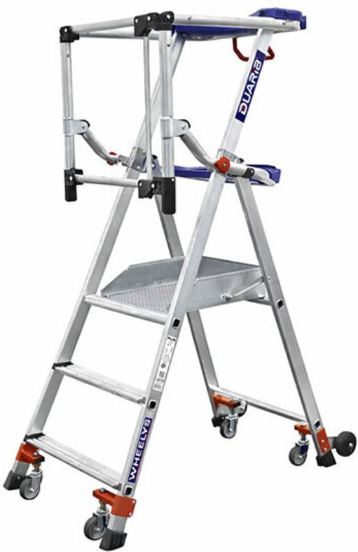 Mobile Stehleiter 3 Stufen - Maximale Arbeitshöhe 2.70m - 611903/ALU