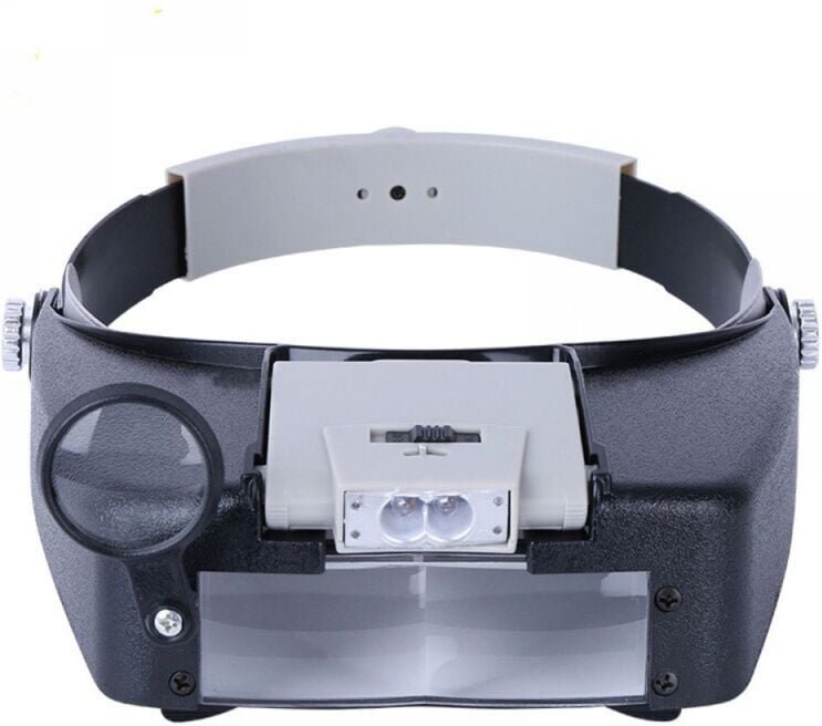 Stirnbandlupe für Uhrmacher, Juweliere, zum Lesen, freihändige Nutzung mit LED-Beleuchtung, grau