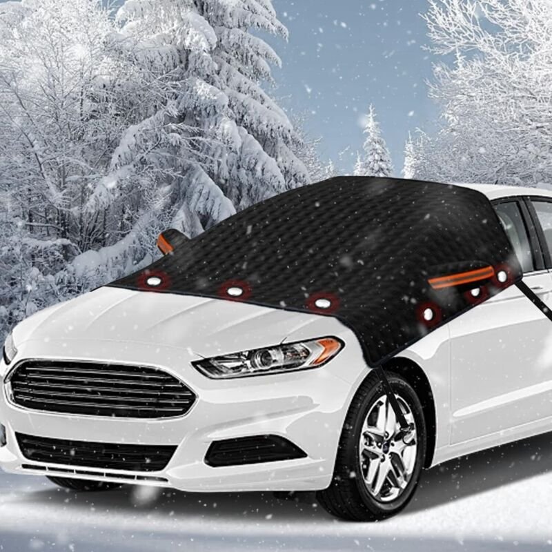 Frostschutz für die Windschutzscheibe 220 x 148 cm, faltbarer Winter-Windschutzscheibenschutz mit 12 magnetischen Paneel...