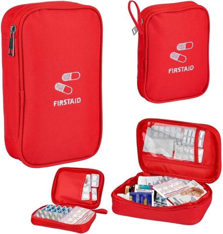 Set mit 2 Reiseapotheken-Sets (groß und klein), 14 x 11 cm / 21 x 13 cm, wasserdicht, rot, ideal zur Aufbewahrung Ihrer ...