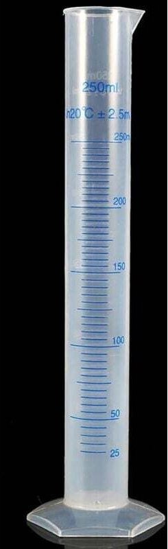 1 Labormessgerät, 250-ml-Messzylinder aus Kunststoff, Streifenskalenröhrchen, chemische Laborausrüstung
