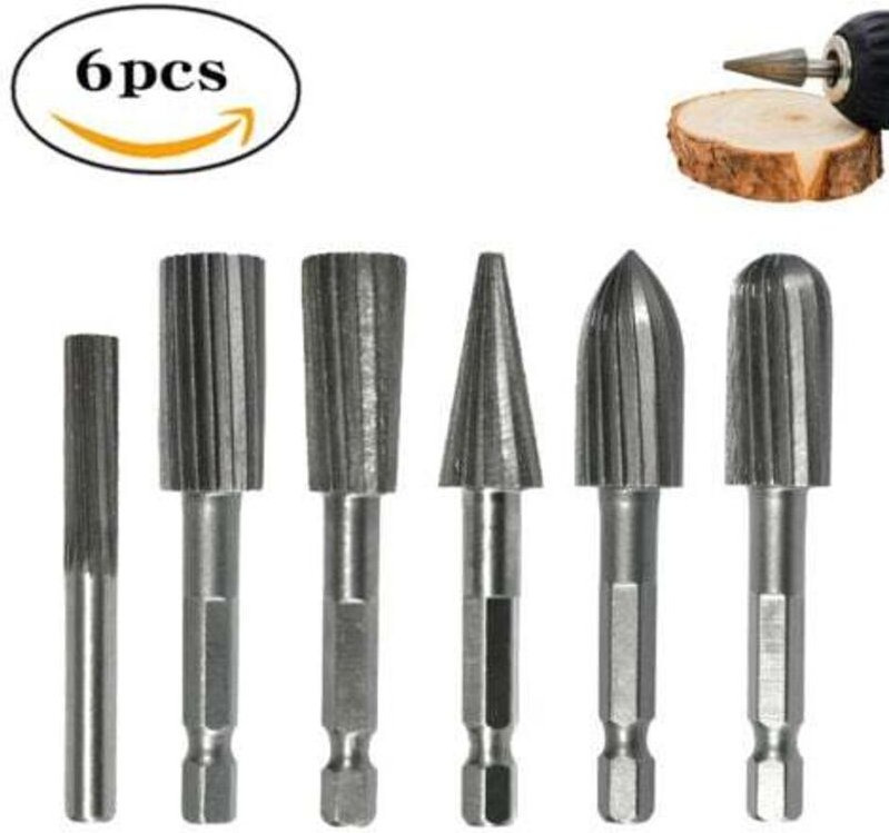 6-teiliges Satz Rotationsfräsdateien, Sechskantschaft, Hochgeschwindigkeitsstahlfräser, Rotationsfeilenwerkzeuge für