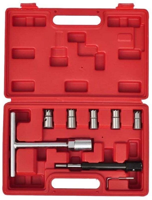 7-teiliges Set zum Schneiden und Reinigen von Diesel-Einspritzdüsensitzen. Entkohlt und reinigt Ablagerungen.