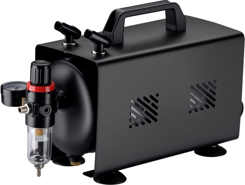 Wiltec Airbrush Kompressor AS18TB 1/6 PS, Druckluftkompressor mit 20-23 l/min Luftzufuhr, Kompressor für Airbrush-Pistol...