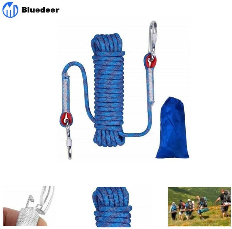 Sicherheitsseil, Nylonseil, Kletterseil für den Außenbereich, Kletterseil, Rettungsseil, Abseilseil, 20 Meter, blau, 12 ...