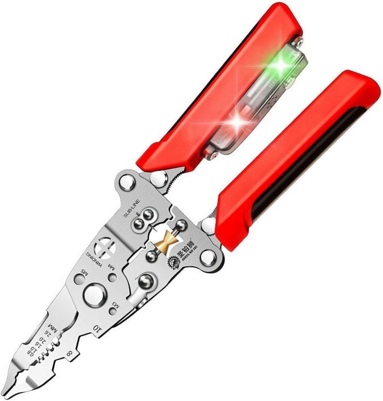 12-in-1 Faltbarer Abisolierer mit Strommessfunktion, 8-Zoll-Multifunktions-Elektronikzange, Abisolierer mit Mittelteiler