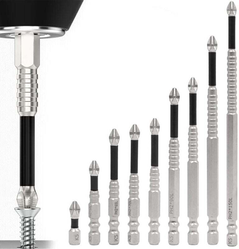 Ensemble de 9 forets magnétiques puissants, forets universels antidérapants de 25 à 150 mm, adaptés aux tournevis électr...