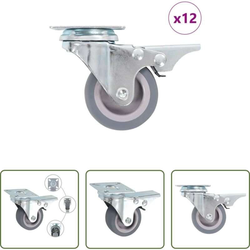 vidaXL Lenkrolle mit Bremse - 12 Stk. Lenkrollen 50 mm