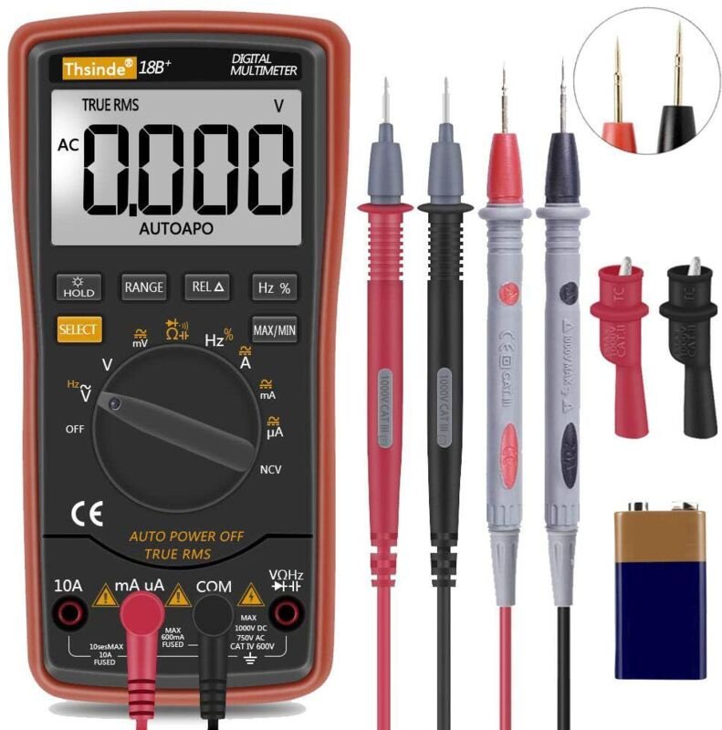 Digitalmultimeter, Auto-Select-Multimeter mit tragbarem Spannungs-/Stromdetektor (18B)