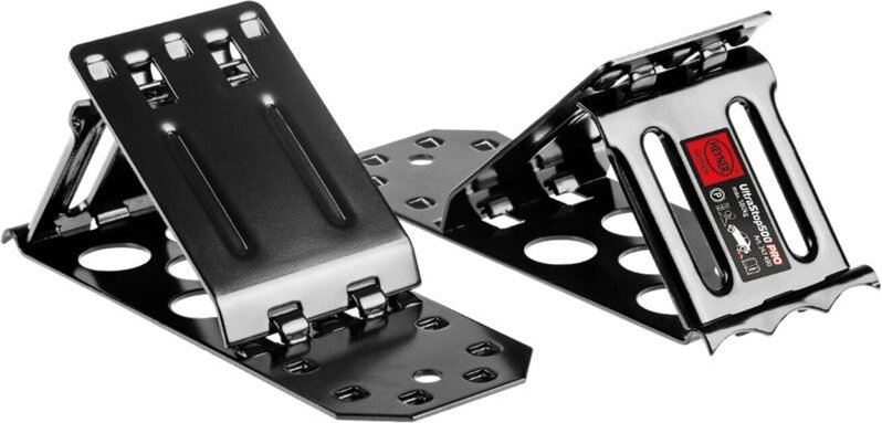 HEYNER® Unterlegkeile Auffahrkeile Metallkeil klappbare Keile 1 Paar (2 Stück) KFZ universal Wegroll-Stopp