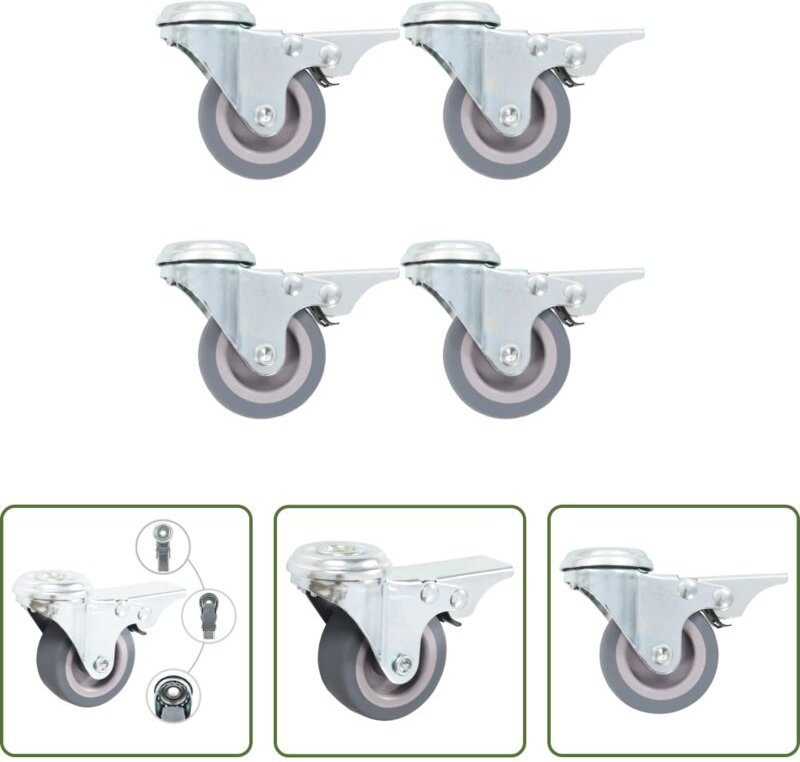 Doppelbremsen - Lenkrollen mit Bolzenloch und Doppelbremsen 4 Stk. 50 mm