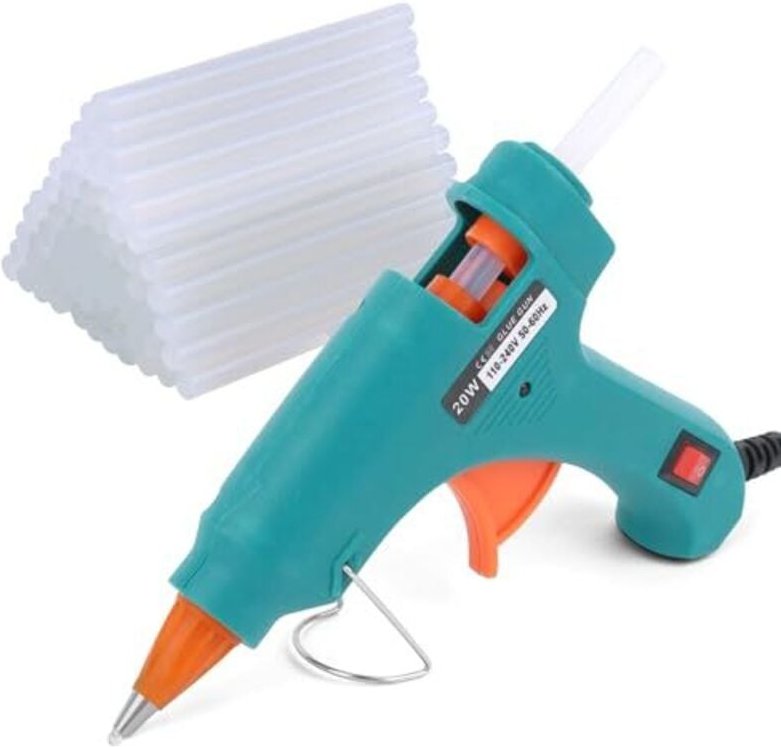 Heißklebepistole, 60 Stück 7 mm x 100 mm Klebestifte & sichere 20-W-Klebepistole, Heißklebepistole für Reparatur, Handwe...