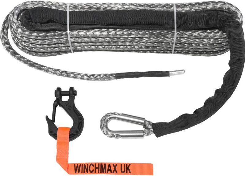 Hochwertiges synthetisches Windenseil 28 m x 11 mm, Lochbefestigung. 3/8 Zoll taktischer Haken.