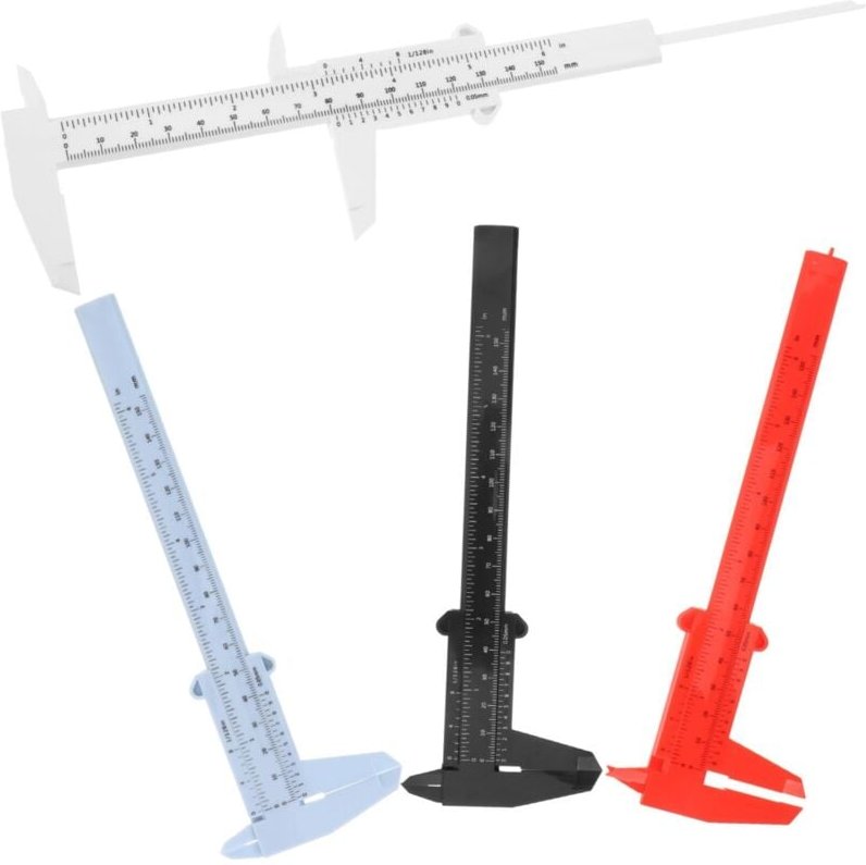 Kunststoff-Messschieber (4er-Set), analoges Messwerkzeug, tragbarer Messschieber für Holzbearbeitung, Hobbybastler und P...