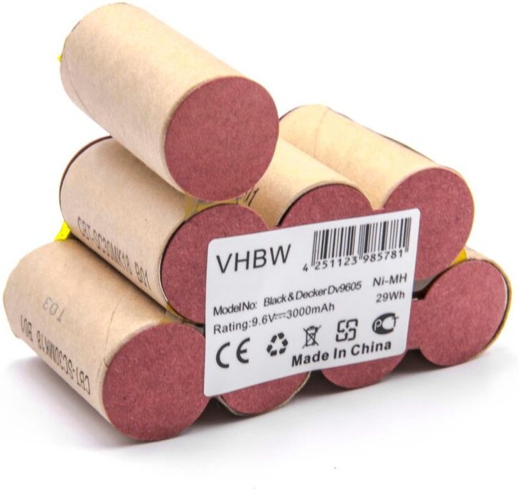 NiMH Akku 3000mAh (9.6V) kompatibel mit Staubsauger Home Cleaner Heimroboter Black & Decker DV9605 - Vhbw
