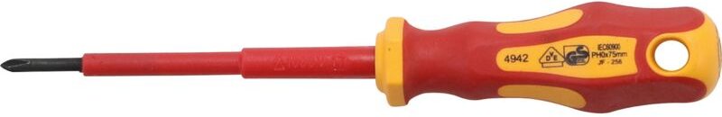 VDE-Schraubendreher Kreuzschlitz PH0 Klingenlänge 75 mm