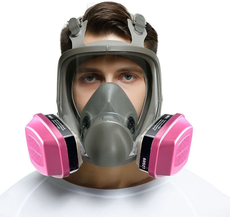 Respirateur facial complet réutilisable, Protection Respirateur Contre Gaz Vapeurs Masque Anti Poussiere pour Ponçage Po...