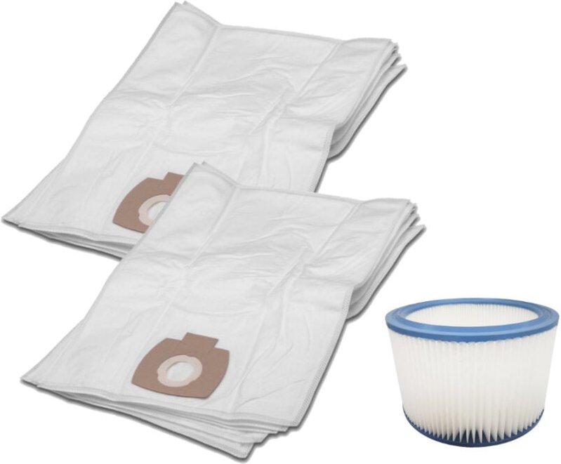 Set: Vlies Staubsaugerbeutel (10 Stück) + Patronenfilter kompatibel mit Makita P-72899 P-70219, Festool 493826 485808, B...