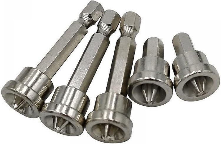 BEBUSINGOTO 5-teiliges Schraubendreher-Bit-Set mit magnetischer Positionierung, Holzschraubenkopf, Sechskantkopf, magnet...