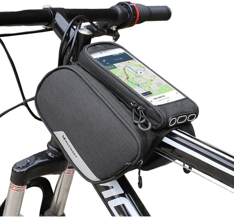 Wozinsky Fahrradtasche Wasserdicht Gepäcktasche Radtasche Rahmentasche Handyhalterung kompatibel mit Smartphone max 6,5 ...