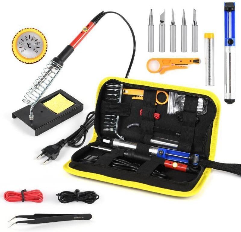 60-W-Lötkolben-Set, einstellbare Temperatur von 200 bis 450 °C, multifunktional, robust, für Zuhause, Heimwerkerarbeiten...