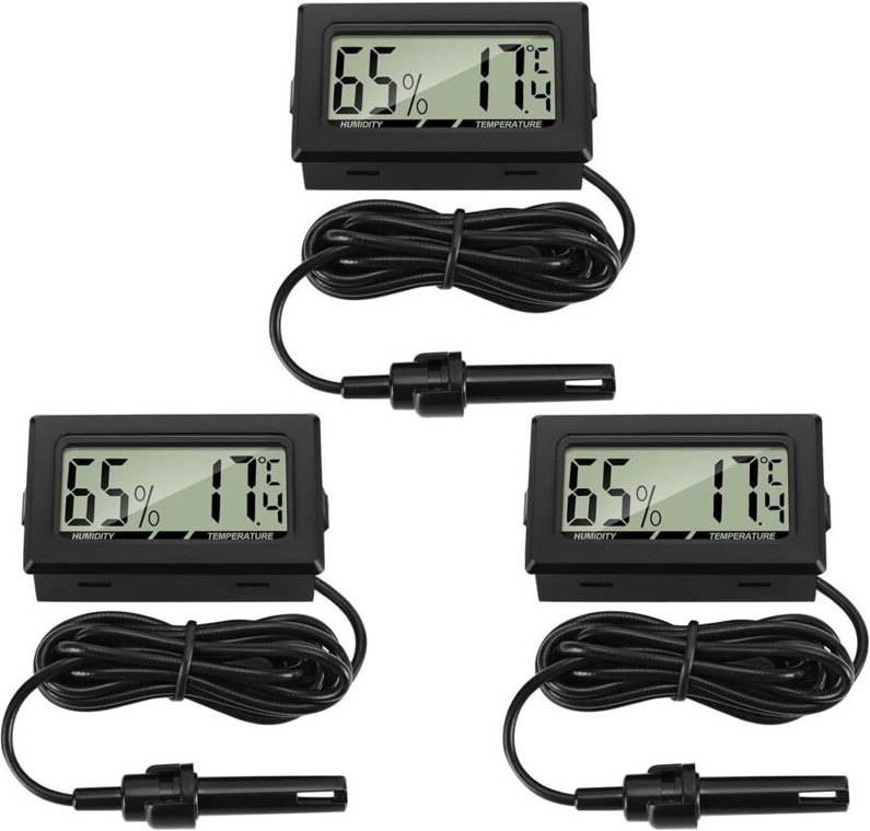Digitales Thermometer-Hygrometer mit externen Sonden, Temperatur- und Feuchtigkeitsmessgerät für Wohnzimmer, Büro, Repti...