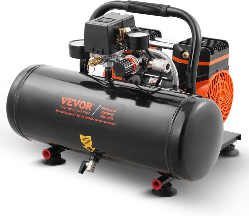 Luftkompressor,2 Gallonen Stahltank,1 PS,2,5 CFM,8 Bar,ölfreier Luftkompressor und max. 120 psi Druck,81 dB,ultraleiser ...