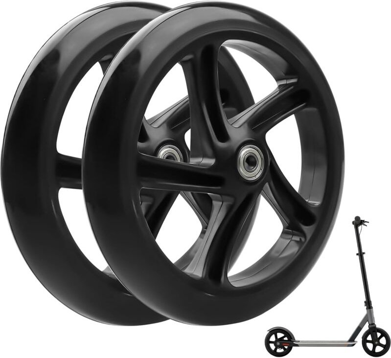 Stunt-Set mit 2 Ersatz-Scooterrädern, 200 mm, mit zwei Achsen, hochwertige Vollgummiräder, rutschfest und stoßfest, univ...