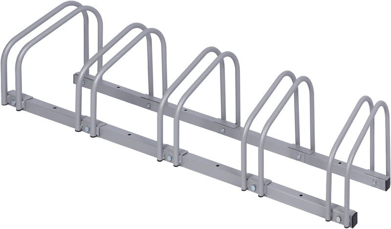 Wiltec - Fahrradständer für 5 Fahrräder 1305x320x265mm grau pulverbeschichteter Stahl und für Bodenmontage geeignet Reih...