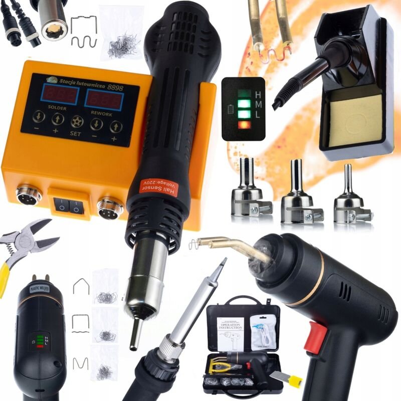 Rosfix Set Lötstation OH660 + Akku-Kunststoffhefter RBK200W – 2in1 Heißluft & 900M Kolben 660 W, LED, 5000 mAh Kunststof...