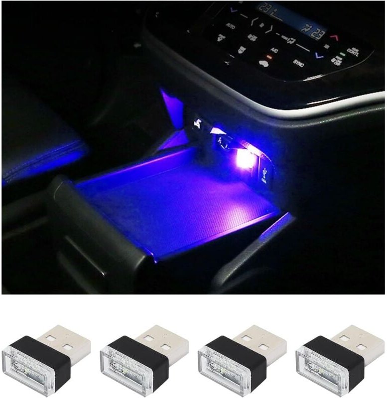 4er-Pack USB-LED-Auto-Stimmungsbeleuchtung – Dekorative USB-Nachtlichter – Tragbares Stimmungsbeleuchtungsset – Universe...
