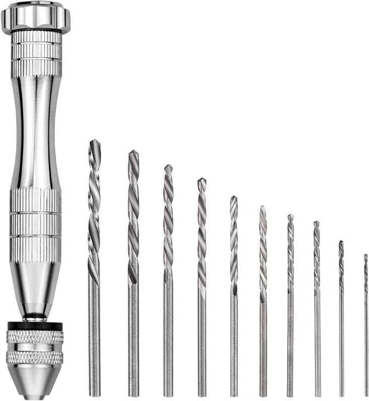 Mini-Handbohrmaschine mit 10 Mikro-Spiralbohrern, 0,8–3,0 mm, Spiralbohrer, Mini-Mikro-Handbohrwerkzeuge für Modell-Waln...